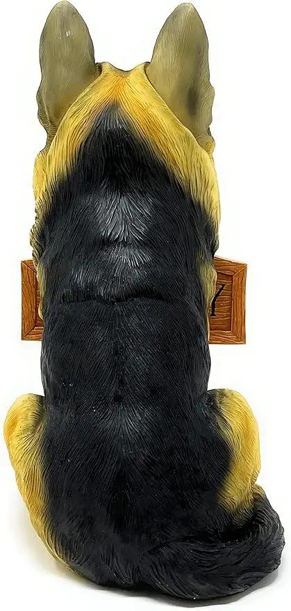 Nature's Mark German Sheperd Dog Puppy Statue with Reversible Welcome Sign and Go Away Sign Resin Garden Decor 12" H by GreenHaven Gardens
