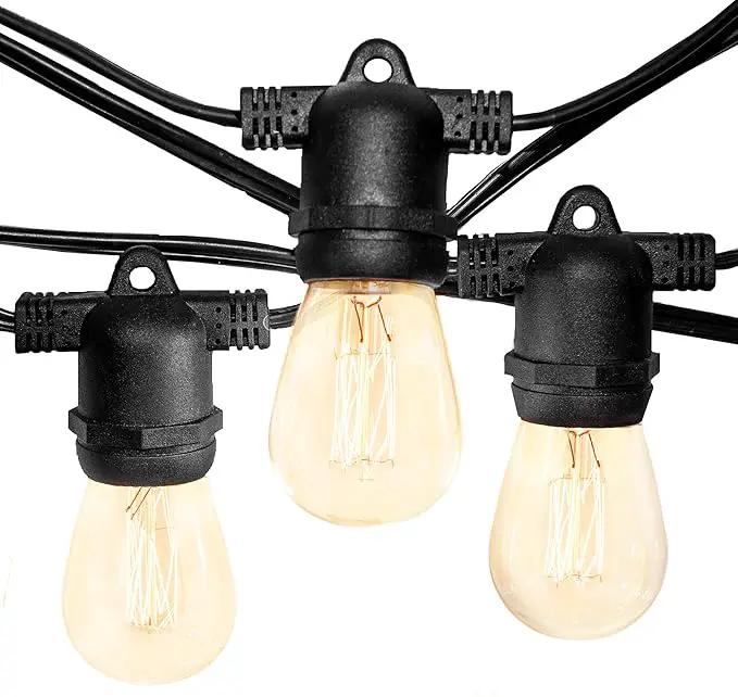 Hometown Evolution, Inc. E26 Commercial String Lights with 16 Gauge Wire (50 Foot 25 Socket, S14 Lantern Edison 11 Watt Bulbs) by GreenHaven Gardens