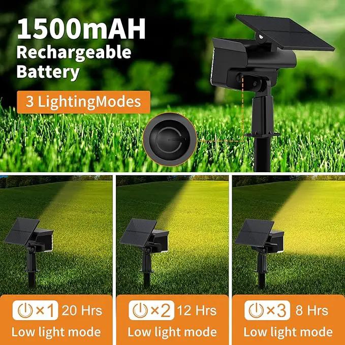 WELALO Solar Spot Lights Outdoor, [2 Pack/3 Modes] Solar Landscape Spotlights, Adjustable Solar Powered Security Lights, IP65 Waterproof Wall Lights for Walkway, Yard, Garden, Driveway (Warm White) by GreenHaven Gardens