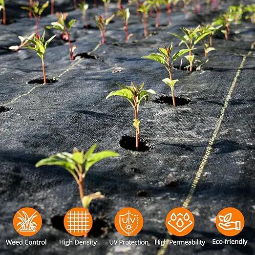 Towallmark Weed Barrier Landscape Fabric 3FTx300FT, Heavy Duty 3.2O Weed Block Gardening Ground Cover Mat, Weed Control Garden Cloth, Woven Geotextile Fabric for Underlayment, Driveway Fabric by GreenHaven Gardens