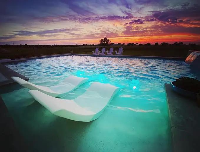 Aqua Outdoors Pool Chaise Lounge Chairs for Ledge & Shelf, Water-Weighted Pool Lounger for Depths Up to 9”, No Screw Plugs & Tools Needed, Classic White Ledge Lounger, Set of 1 by GreenHaven Gardens