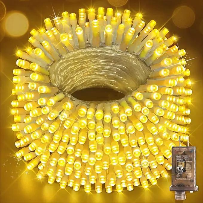 Hezbjiti 1000 LED 403 FT Christmas String Lights Outdoor, 8 Lighting Modes IP44 Waterproof Fairy Lights with Timer and Dimmable Function for Home Party Tree Decorations (Warm White, Clear Wire) by GreenHaven Gardens
