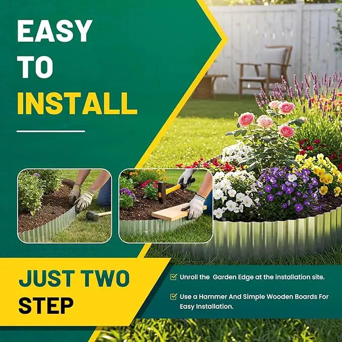 Corrugated Metal Garden Edging, 6"×40Ft Durable Landscape Border for Garden, Lawn, Flower Beds and Paver Edging (Silver) by GreenHaven Gardens