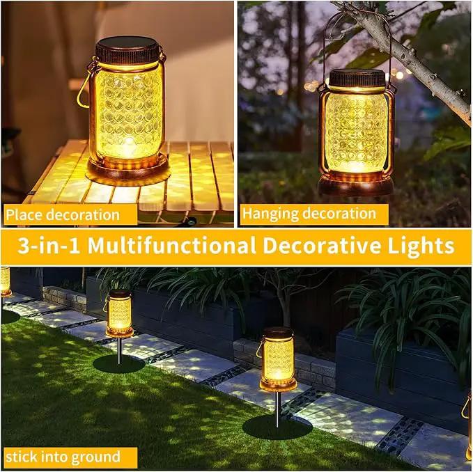 Outdoor Garden Decor, 4 Pack Solar Lantern Waterproof Warmwhite Mason Jar Hanging Lights, Porch Decorative for Garden Yard Patio Backyard Deck Courtyard Lawn by GreenHaven Gardens