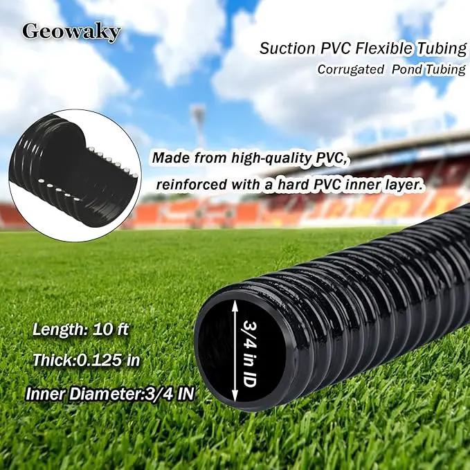 Pond Tubing 3/4” × 10ft- Black Corrugated Flexible PVC Hose, Kinkproof & Strong for Garden Ponds, Waterfall Sump Pump Pond Hose by GreenHaven Gardens