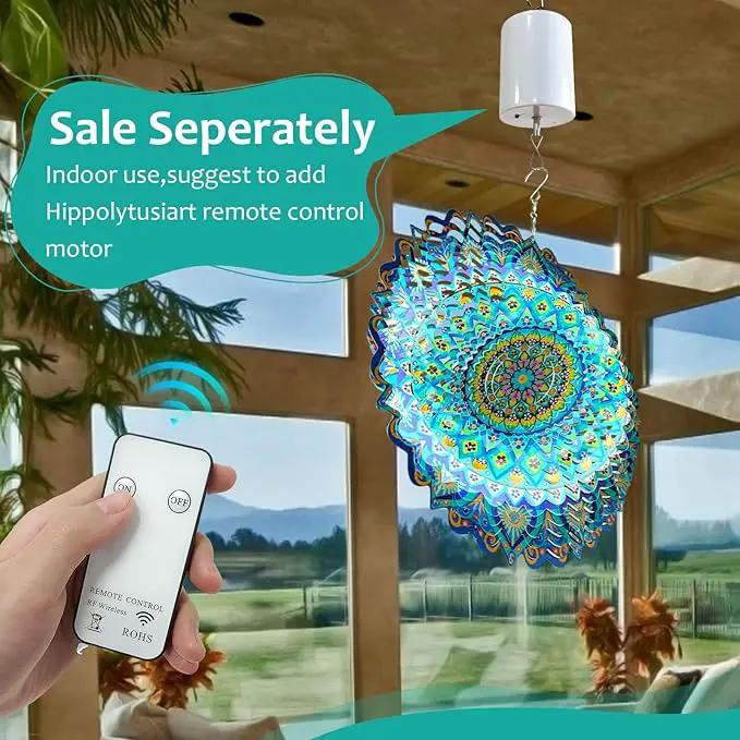 Wind Spinner Mandala Peacock Blue Ocean,Wind Spinner for Yard and Garden,Gifts for Women Mom Grandma Wife Father,12Inch 3D Kinetic Yard Art Decorations Outdoor&Indoor Christmas Decor by GreenHaven Gardens