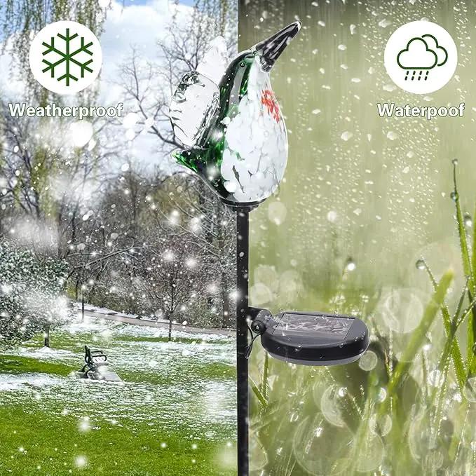 Afirst Decorative Solar Lights Outdoor Solar Hummingbird Stake Lights Hand Blown Glass Decorative Garden Pathway Light Outdoor Waterproof Glass Stakes Green by GreenHaven Gardens