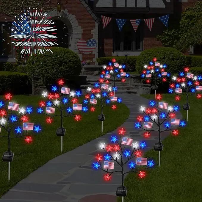 Upgraded 4th of July Decorations Solar Lights, 2 Packs 40LED Red White and Blue 4th of July Stake Lights, Outdoor Waterproof Memorial Day Decorations Patriotic Lights for Garden Yard Pathway Grave by GreenHaven Gardens