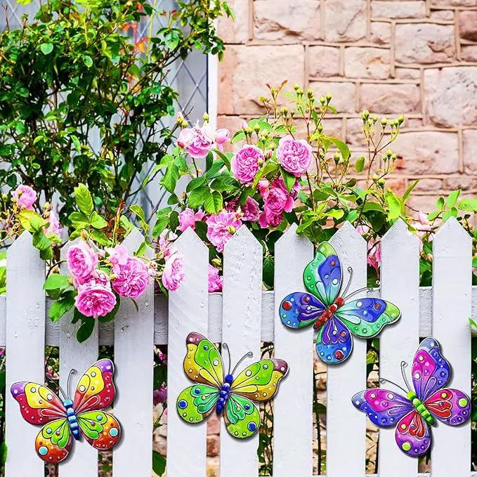 ULENDIS 4 Pack Metal Butterfly Wall Decor, Outdoor Fence Wall Art Decor, Hanging Decoration for Garden Backyard Living Room Balcony Patio Indoor(B) by GreenHaven Gardens