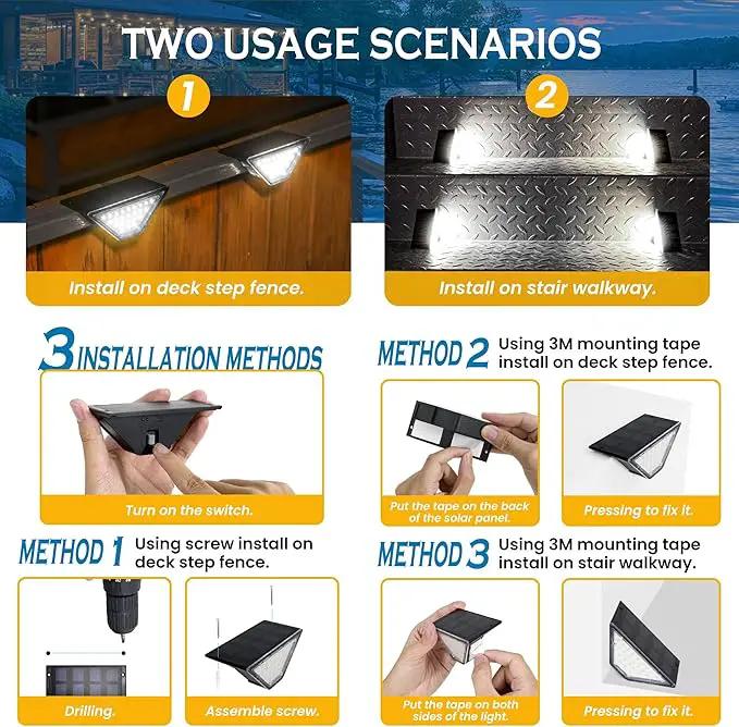 SOLPEX Solar Step Lights for Outside, 24 LEDs Solar Stair Lights Outdoor Waterproof Decor for Stair, Porch, Step, Deck, Fence, Front Door, Balcony, Patio, Wall, Yard, Garden(2 Pack, Cold White) by GreenHaven Gardens