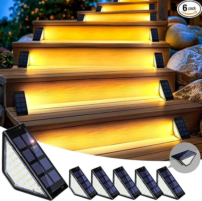 SOLPEX Solar Step Lights for Outside, 24 LEDs Solar Stair Lights Outdoor Waterproof Decor for Porch, Front Door, Stair, Step, Deck, Fence, Balcony, Patio, Wall, Yard, Garden(6 Pack, Warm White) by GreenHaven Gardens