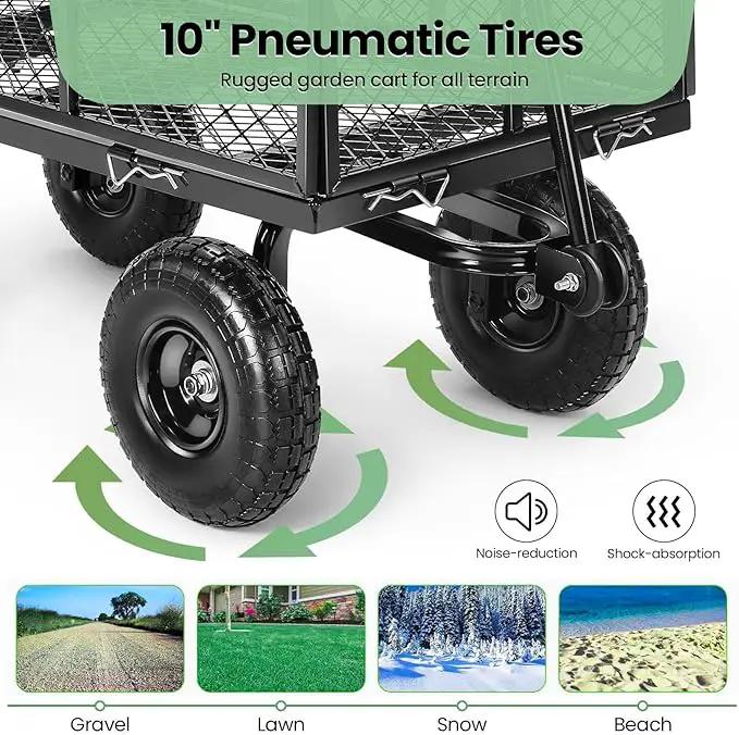 Homdox 660LB Garden Cart on Wheels, Heavy Duty Yard Wagon with 180° Rotating Handle, Mesh Foldable Garden Wagon Outdoor Utility Carts for Camping, Sports, Garden, Beach, Farm, Fishing, Black by GreenHaven Gardens