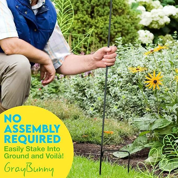 Gray Bunny Dual Sided Shepherds Hooks for Outdoor - 65" Heavy Duty Metal Bird Feeder Pole & Lantern Pole, 1/2" Thick Plant Hangers Outdoor, Great for Weddings Décor & Mason Jars - Black by GreenHaven Gardens