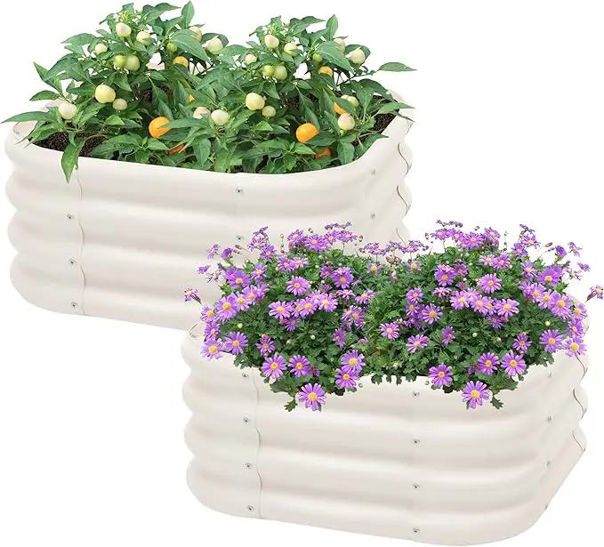2-Pack 2x1ft Galvanized Raised Garden Bed, Outdoor Planter Bed, Metal Planter Box for Gardening and Planting by GreenHaven Gardens