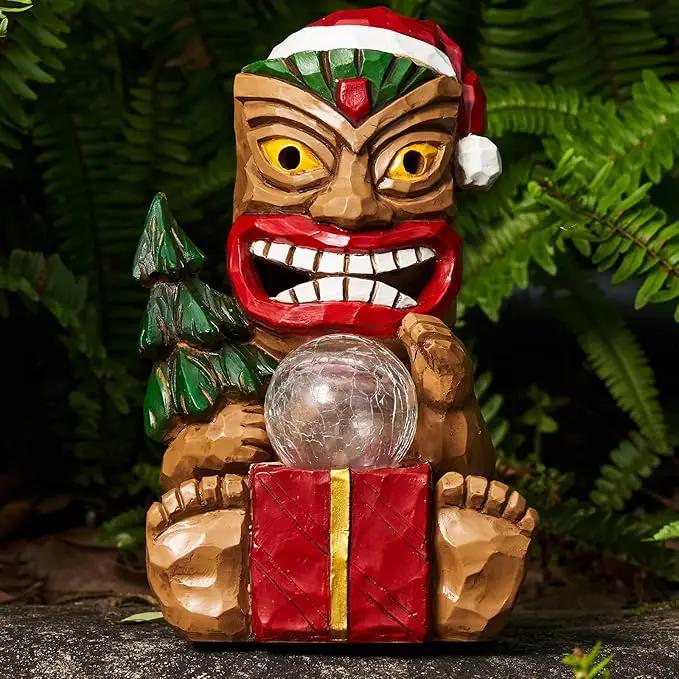 Outdoor Garden Decor-Christmas Tiki Totem Statues Light Beautiful Gift-Giving for Your Indoor Christmas & Holiday Decorations（9.65“） by GreenHaven Gardens