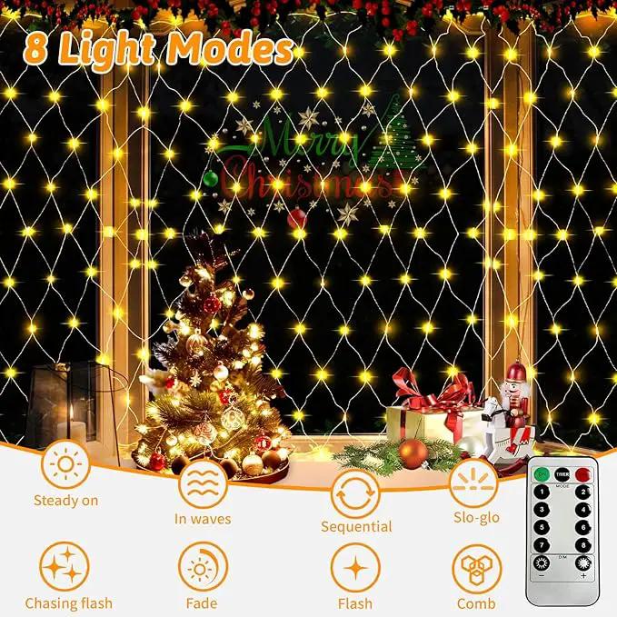 JXLEDAYY 2 Pack Total 400 LED Christmas Net Lights Outdoor Mesh Lights Fairy String Lights Plug in with Timer 8 Modes Waterproof for Outside Bush Window Wall Patio Fence Tree Decorations-Warm White by GreenHaven Gardens