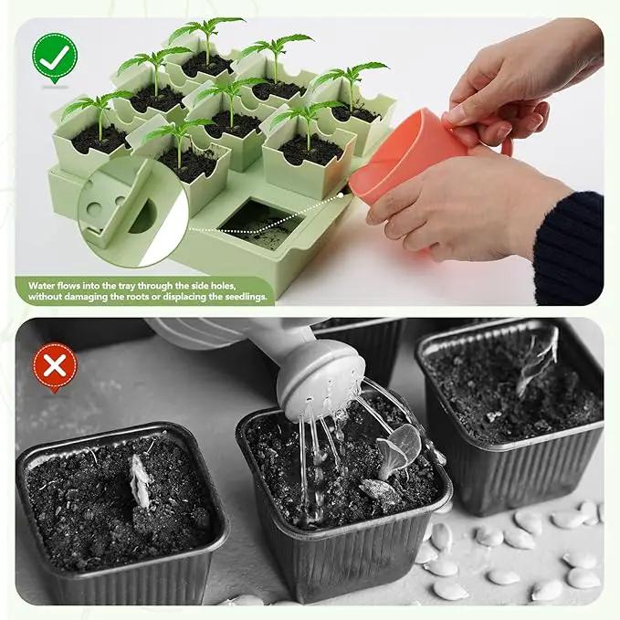 Green Bazzar Seed Starter Tray with Handle, 9 Individual Cells, Reusable Plant Germination Trays with Humidity Lid, Ideal for Germinating Seeds Indoors & Transplanting Outdoors, Durable & Easy to Use by GreenHaven Gardens