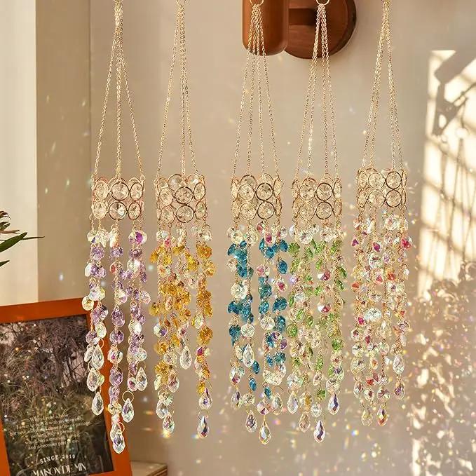 Hanging Window Garden Crystal Sun Catcher, Gold-Plated Sun Catcher for Indoor and Outdoor Decoration, Light Catcher, Party Crystals (Golden) by GreenHaven Gardens