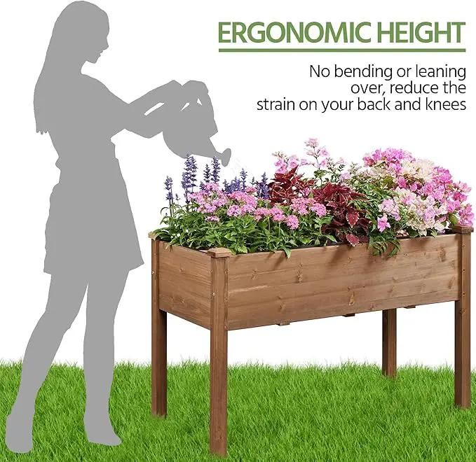 Yaheetech 1pc Raised Garden Bed 48x24x30in Elevated Wooden Horticulture Planter Box with Legs Standing Growing Bed for Gardening/Backyard/Patio/Balcony, Dark Brown by GreenHaven Gardens