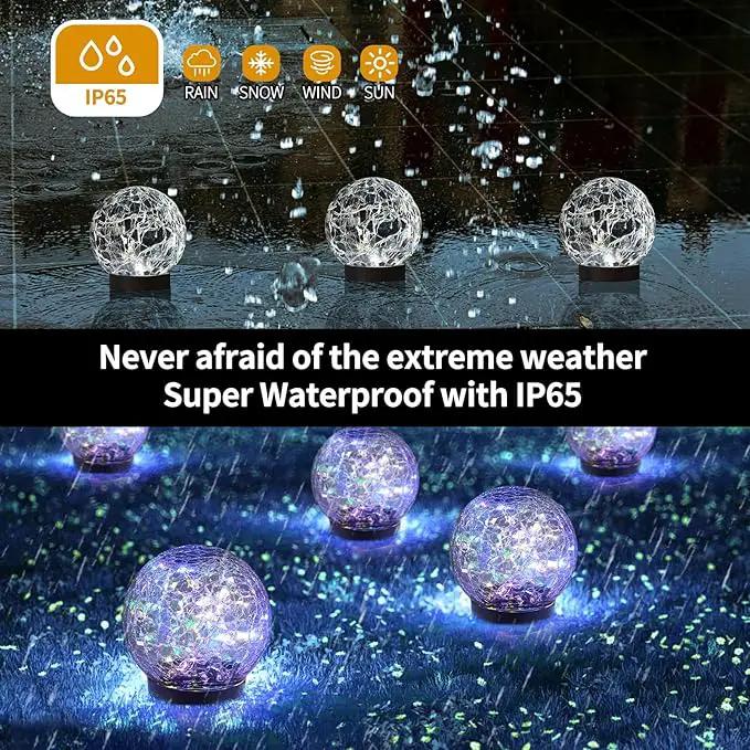 Solar Globe Lights Outdoor Waterproof-Solar Balls Garden-Cracked Glass Ball Solar Lights Outdoor-Solar Orbs Outside-Outdoor Decorations Patio & Yard Lawn Backyard Decor (GUO-XBQ-4-4-4) by GreenHaven Gardens