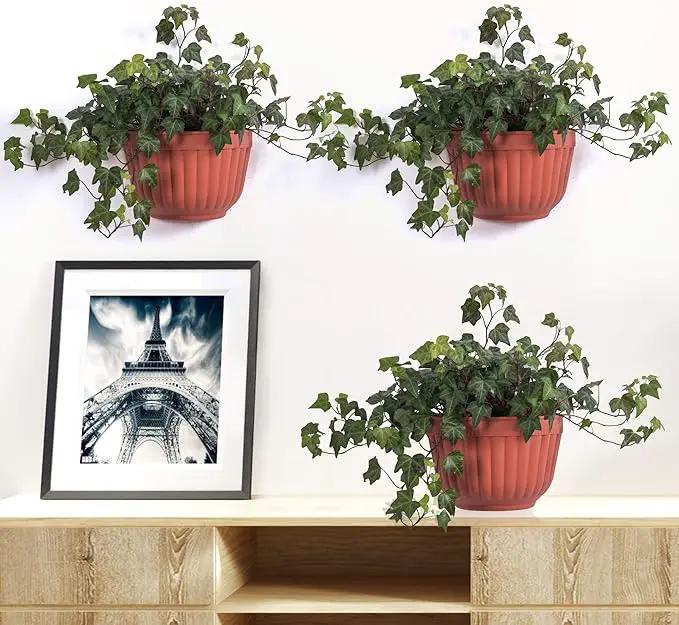 4 Pack Brick Red Wall Hanging Planter Pot Vertical Garden Living Wall Mount Window Hang Indoor Outdoor Plant Flower Basket for Kitchen Herbs Balcony Railing Shelf Fence Bedroom Trellis Decor Modern by GreenHaven Gardens
