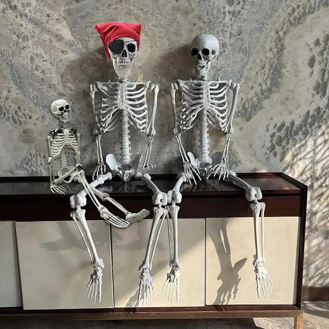 5.4ft/165cm Halloween Skeleton - Life Size Skeleton Full Body Realistic Human Bones with Posable Joints for Halloween Pose Skeleton Prop Decoration (5.4Ft&3Ft) by GreenHaven Gardens