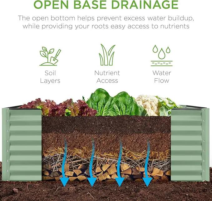 Best Choice Products 4x2x2ft Outdoor Metal Raised Garden Bed, Deep Root Planter Box for Vegetables, Flowers, Herbs, and Succulents w/ 119 Gallon Capacity - Sage Green by GreenHaven Gardens
