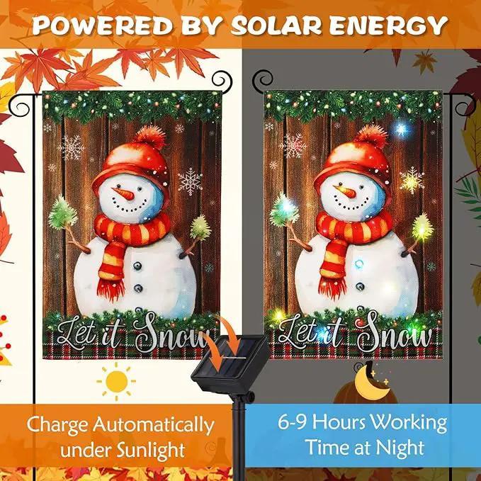 12 Pcs Solar Seasonal LED Garden Flags 12 x 18 Inch Double Sided Yard Flags Halloween Christmas Fall Thanksgiving Day Decorations Welcome Garden Holiday Yard Outside Lawn Decoration by GreenHaven Gardens