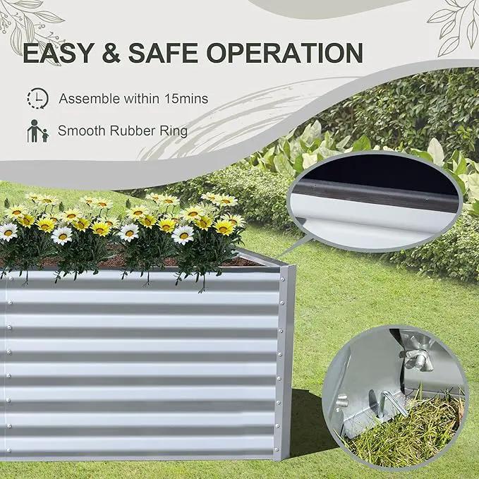 Domi Raised Garden Beds Outdoor, 6x3x2ft Thickening Tall Metal Rectangular Deep Root Box Planter for Vegetables, Flowers, Herbs, and Succulents 2" Deep w/ 256 Gallon Capacity - Silvery by GreenHaven Gardens