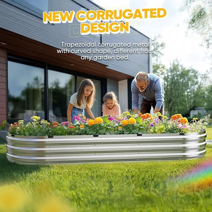 KING BIRD Raised Garden Bed Kit 2025 Upgraded Quick-Setup Galvanized Planter Garden Box Outdoor for Gardening, Vegetables, Flowers, 94x36x12 in, Silver by GreenHaven Gardens