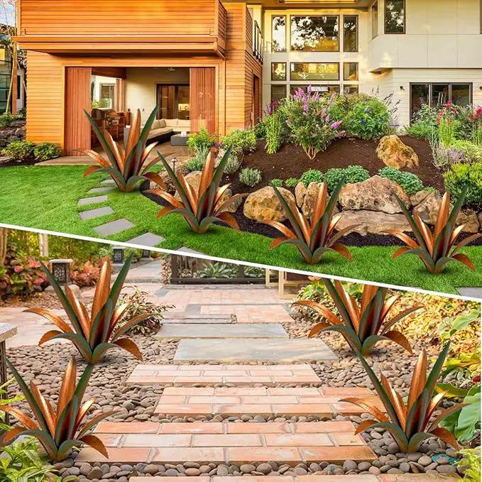 DIY Metal Agave Plant Art Yard Tequila Art Sculpture, Tequila Rustic Garden Sculpture Statue Outdoor Decor,Agave Metal Plants for Yard, Garden Lawn Ornaments (12 Leaves -Green) by GreenHaven Gardens