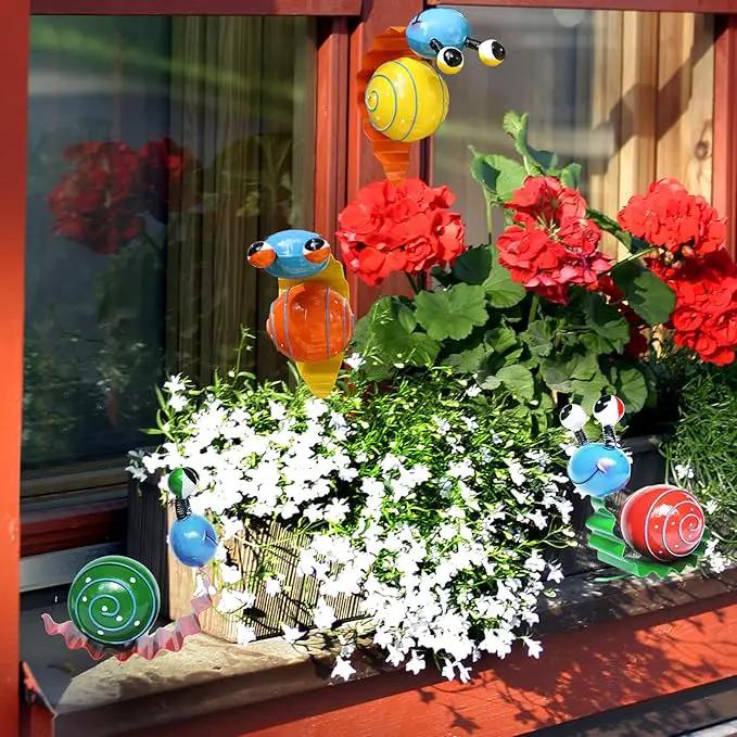 Metal Yard Art Cute Snails Garden Decor for Outside Lawn Ornaments Patio Outdoor Decorations - Set of 4(Yellow,Orange,Green,Red) by GreenHaven Gardens