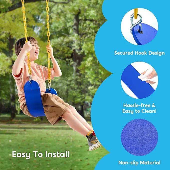 TURFEE Swing for Outdoor Swing Set - Pack of 1 Seat Replacement Kit with Heavy Duty Chains - Backyard Swingset Playground Accessories for Kids (Blue) by GreenHaven Gardens