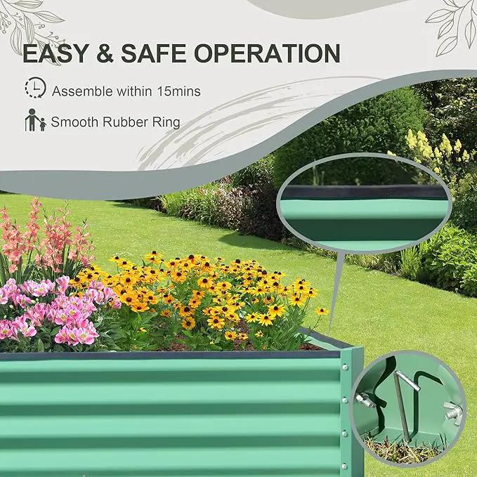 Domi Raised Garden Beds Outdoor, 6x3x2ft Thickening Tall Metal Rectangular Deep Root Box Planter for Vegetables, Flowers, Herbs, and Succulents 2" Deep w/ 256 Gallon Capacity - Green by GreenHaven Gardens
