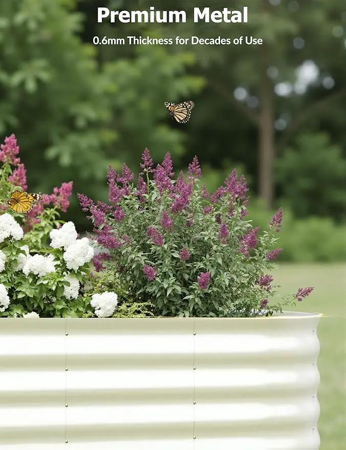 6x3x2 ft Raised Garden Bed,Galvanized Raised Planter Boxes Outdoor with Easy Assembly, Large Garden Bed for Vegetables, Fruits, Flower,Raised Garden Bed,Beige by GreenHaven Gardens