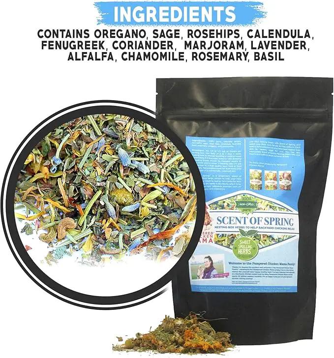 Nesting Herbs for Backyard Chickens 8 pounds - Scent of Spring - Keep Laying Hens Happy, Healthy and Relaxed by GreenHaven Gardens