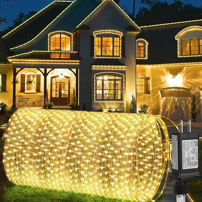 184FT 1000LED Rope Lights Outdoor, Outside LED Rope Lights Plug in String Lights Waterproof 8 Modes Clear Tube Lights for RV Camping Pool Patio Garden Christmas Tree Holiday Decoration(Warm White) by GreenHaven Gardens