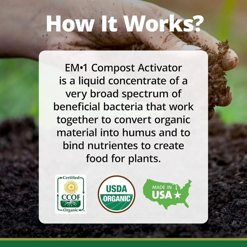TeraGanix Compost Accelerator (1 Bottle = 22 Gallons), Reduce Odors, Liquid Compost Starter Concentrate, Reduce Composting Time, USDA Organic, 1 Quart (32 fl oz) by GreenHaven Gardens