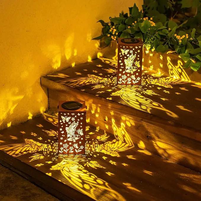 2pack Solar Lanterns Outdoor Hanging Butterfly Lights Metal Fairy Lantern Decorative Garden Waterproof Light Decor for Garden Patio,Yard ,Balcon ,Birthday Christmas Gifts for Mom Grandma Women by GreenHaven Gardens