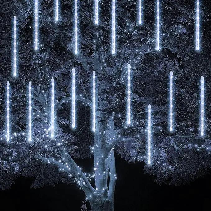 TW SHINE White Christmas Meteor Shower Lights Outdoor, 288LED 12" 8 Tubes Waterproof Christmas Lights Outdoor Plug in, Snow Falling Rain Icicle Xmas Lights Decorations, White by GreenHaven Gardens