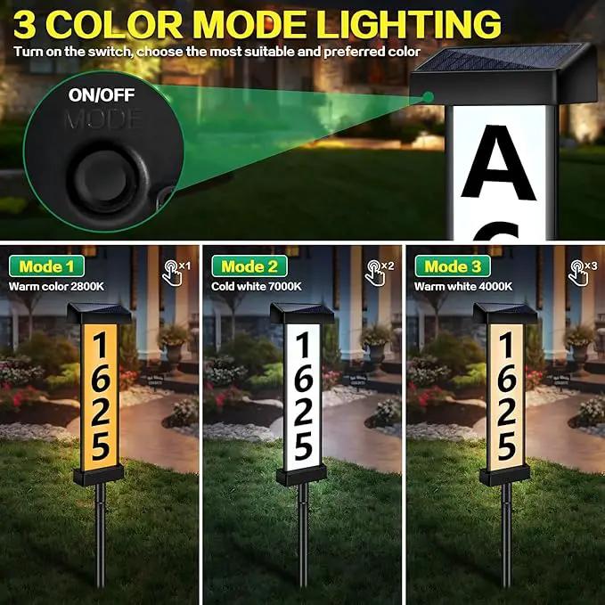 DBF Solar Address Sign, Dual-Sided House Numbers for Outside Waterproof, 3 Colors LED Illuminated Solar Powered Address Plaque with stakes, Outdoor House Number for Home Yard Garden Street by GreenHaven Gardens