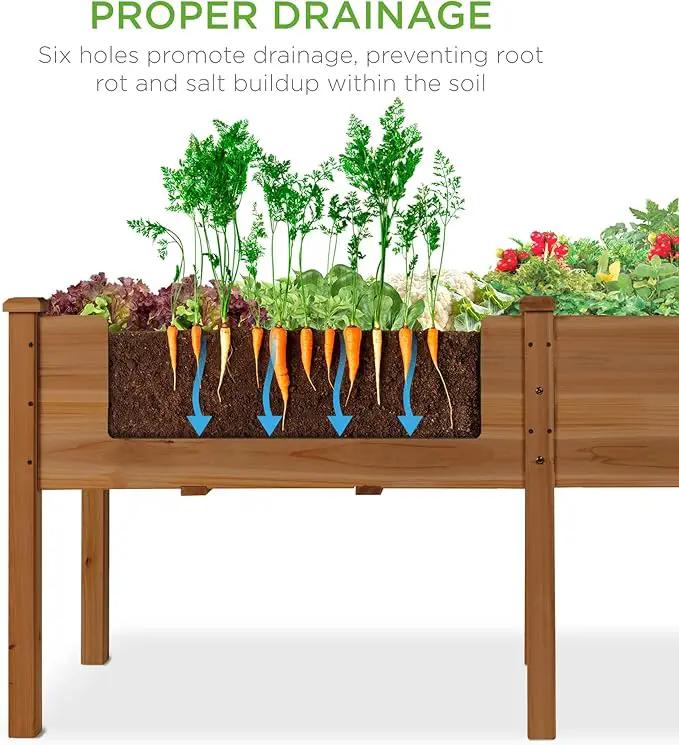 Best Choice Products 72x23x30in Raised Garden Bed, Elevated Wood Planter Box Stand for Backyard, Patio, Balcony w/Divider Panel, 6 Legs, 300lb Capacity - Acorn Brown by GreenHaven Gardens