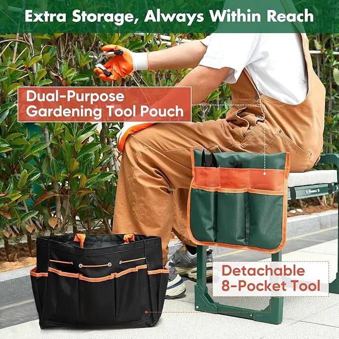 Garden Kneeler and Seat Foldable Kneeling Chair with Extendable Legs & Thickened Pad,Heavy Duty Foldable Gardener Stool with Tool/Storage Bags for Grandparents Gardeners by GreenHaven Gardens