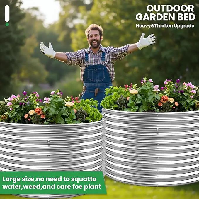 3 Pack 40x40 inch Tall Round Galvanized Raised Garden Bed Outdoor,Metal Garden Bed for Vegetables,Steel Raised Beds for Gardening,Above Ground Garden Box for Flower by GreenHaven Gardens