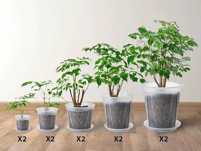 Large Clear pots for Plants,10 Sets 5/6/7/8/9 inch Thick Plastic Nursery pots for Plants with Drainage Holes for Monstera Plant Live,Succulents etc - Indoor and Outdoor use by GreenHaven Gardens