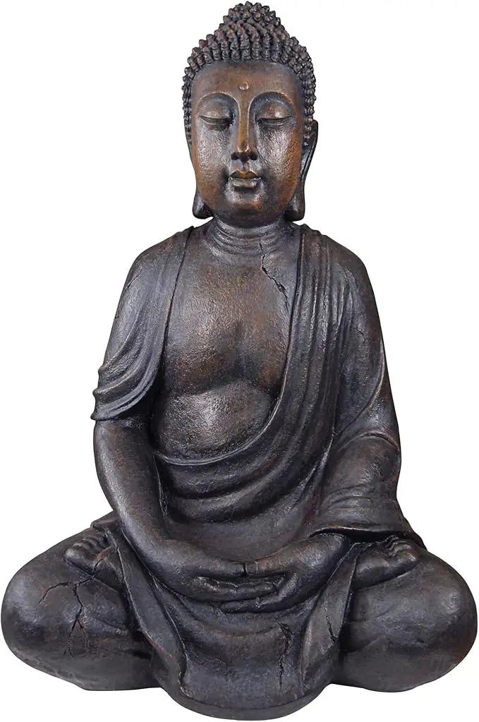 Design Toscano Meditative Asian Decor Grand Temple Indoor/Outdoor Garden Statue, Large, 40 inches tall, Cast Stone Resin, Dark Stone Finish by GreenHaven Gardens