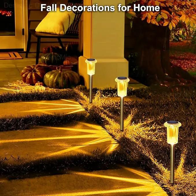 DenicMic Solar Lights Outdoor Pathway Lights LED Waterproof Acrylic Lamp Head Stainless Steel Stake for Yard Garden Landscape Path Walkway Driveway Patio Lawn (Orange 10Pack) by GreenHaven Gardens