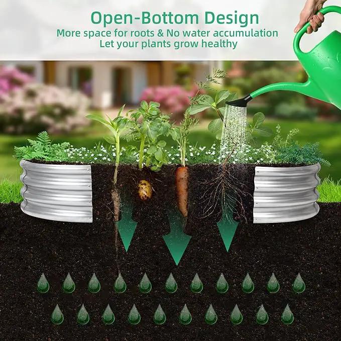 Raised Garden Bed, Raised Garden Beds Outdoor, 8x4x1 FT Oval Larger Space Galvanized Raised Garden Bed for Herbs, Vegetables, Fruits by GreenHaven Gardens