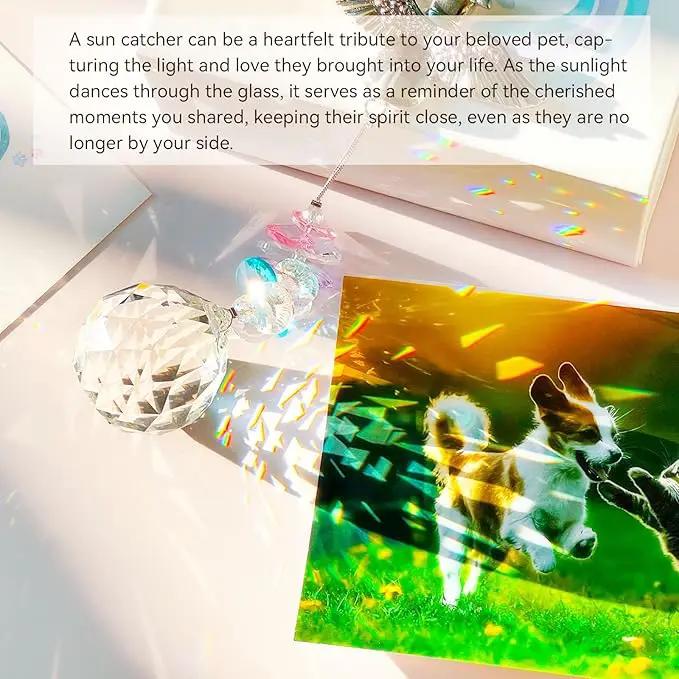Loss of Dog Sympathy Gift - Dog Memorial Suncatcher, Pet Loss Crystals Prisms Rainbow Maker, Rainbow Bridge Dog Memorial Gifts, Passing Away Remembrance Sun Catcher, Pet Loss Bereavement Gift Idea by GreenHaven Gardens