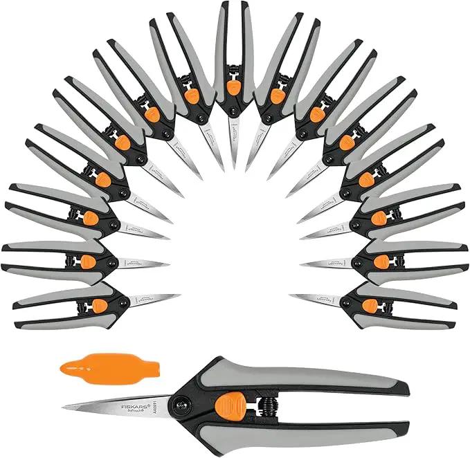 Fiskars 15pc Micro-Tip Pruning Snip Set, Precision Stainless Steel Blades, Softgrip Handles for Deadheading, Trimming & Shaping Small Plants by GreenHaven Gardens